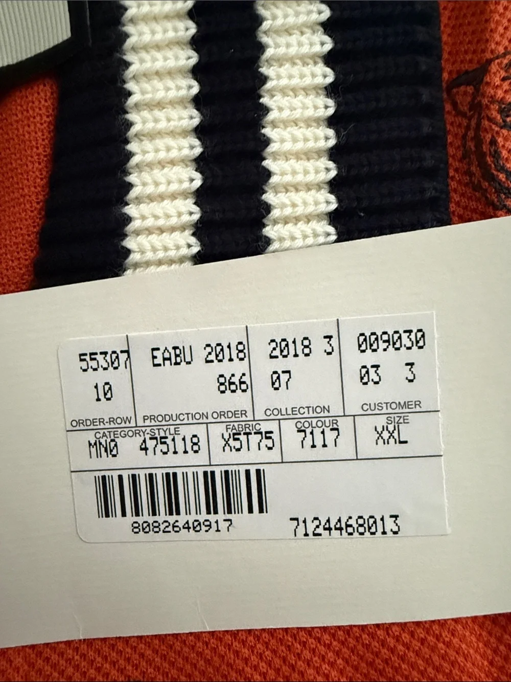 Gucci Men's Orange Polo with Black Tiger Motif & Striped Collar